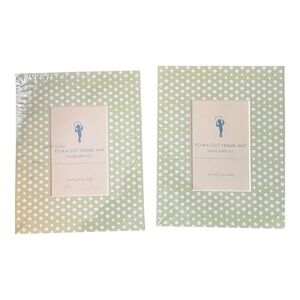 Pottery Barn Kids Polka Dot Photo Frame Mats Green White Set of 2